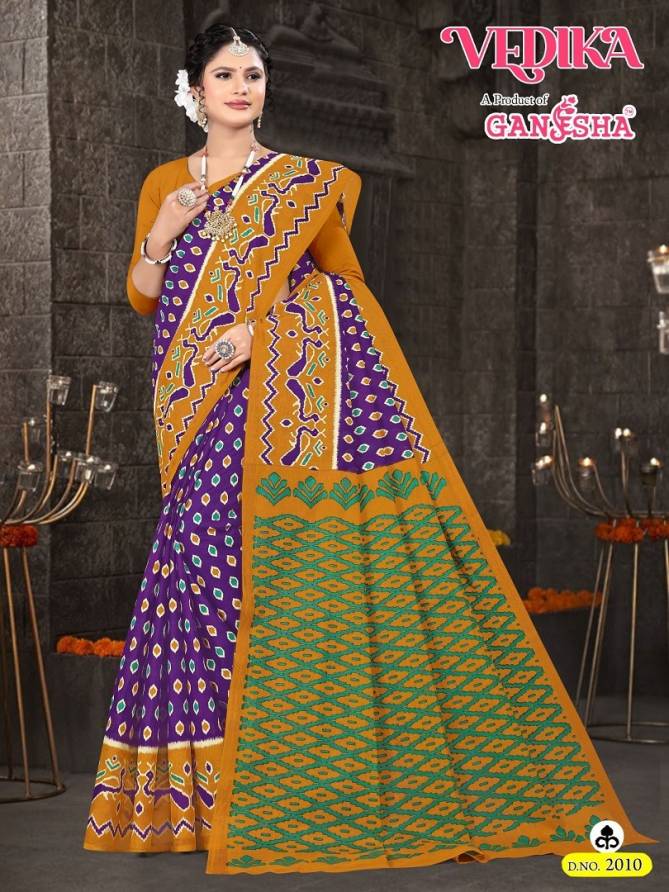 Vedika Vol 2 By Ganesha Daily Wear Printed Cotton Sarees Wholesale Online